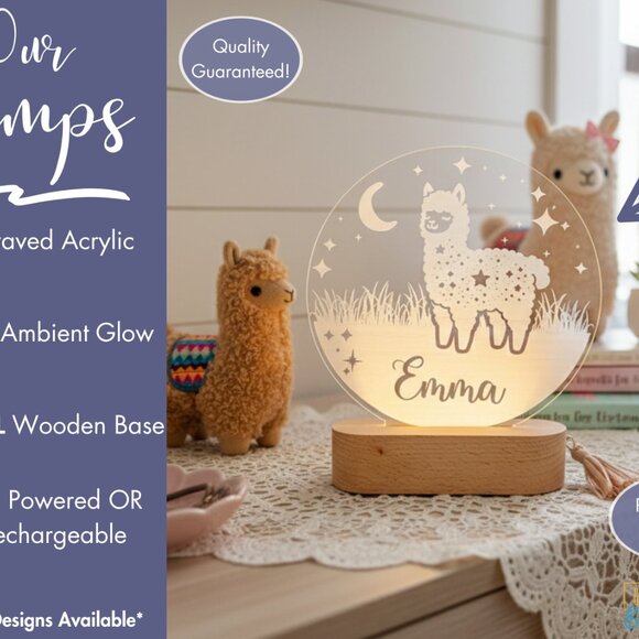 Custom Llama Night Light – Personalized LED Lamp for Kids Room - Picture 3 of 8